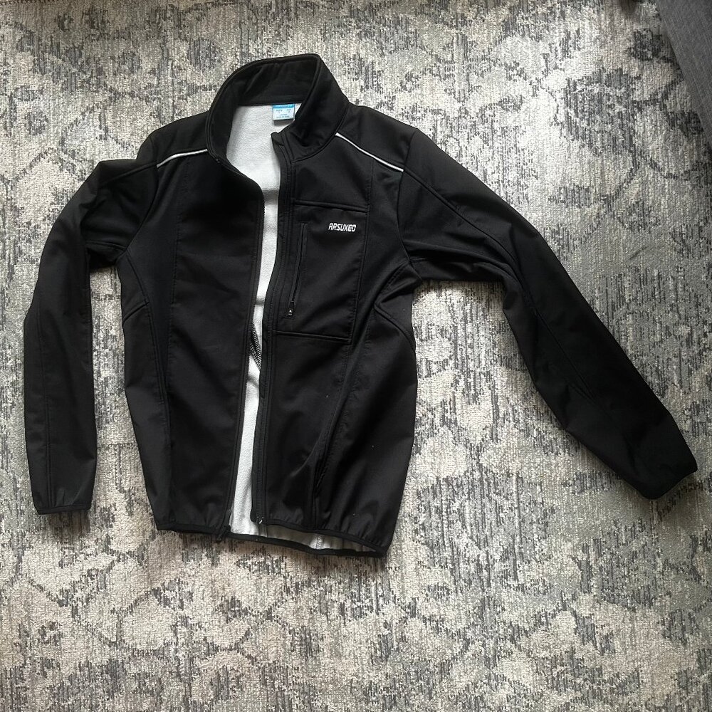 Arsuxeo Black Fleece-Lined Softshell Jacket - Size S